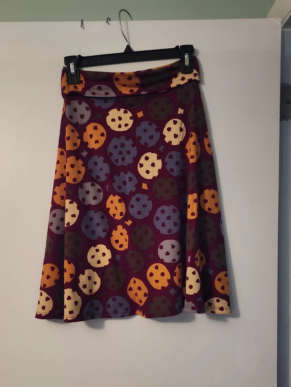 Lularow Women's Burgundy Polka-Dot A-Line Skirt